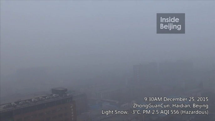 Today's Weather in Beijing (12/25/2015) Light Snow, -3°C, PM2.5 AQI 556 (Hazardous) – 9:30AM