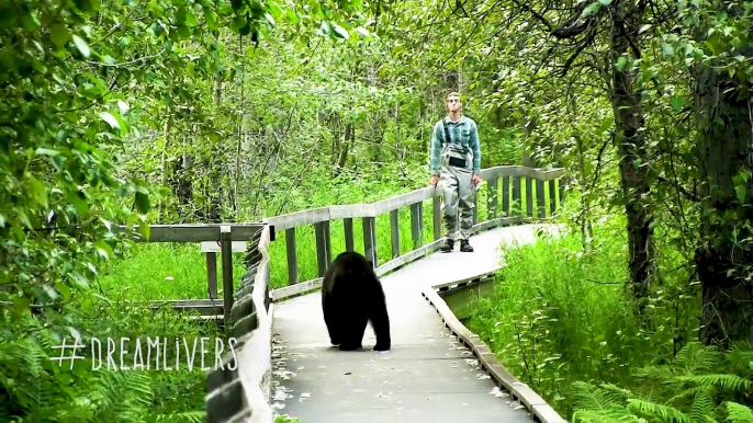 Bear appears from nowhere, has standoff with fisherman