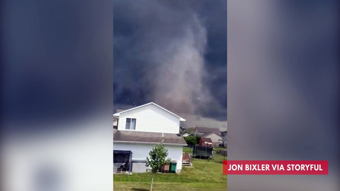 Double Tornado Funnel Clouds Tear Through Iowa