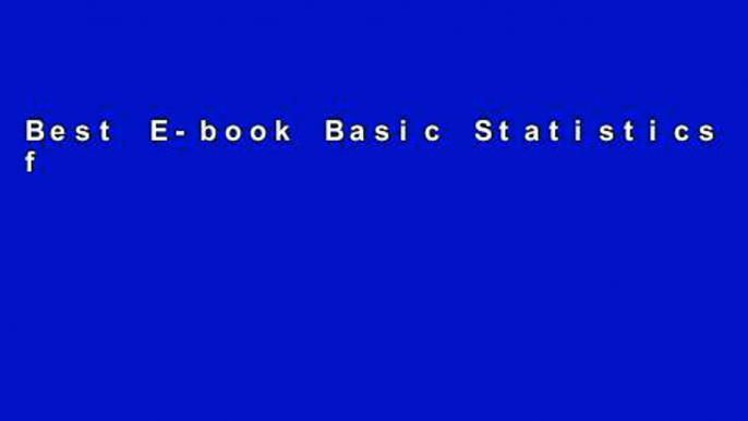 Best E-book Basic Statistics for Business and Economics free of charge