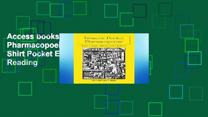 Access books Tarascon Pocket Pharmacopoeia 2013 Classic Shirt Pocket Edition P-DF Reading