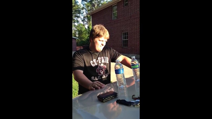 Man effortlessly chugs 3 water bottles in 5 seconds