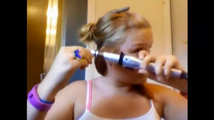 Girl Teaching Hair Curling Goes Wrong