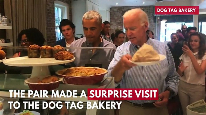 Barack Obama And Joe Biden Visit Bakery Together