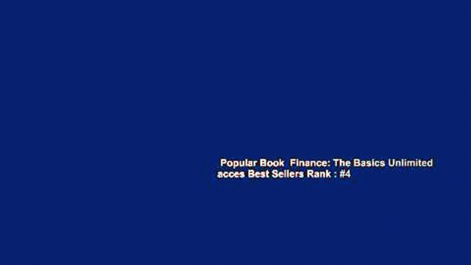 Popular Book  Finance: The Basics Unlimited acces Best Sellers Rank : #4