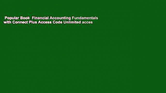 Popular Book  Financial Accounting Fundamentals with Connect Plus Access Code Unlimited acces