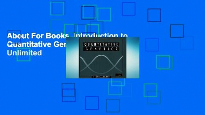 About For Books  Introduction to Quantitative Genetics  Unlimited