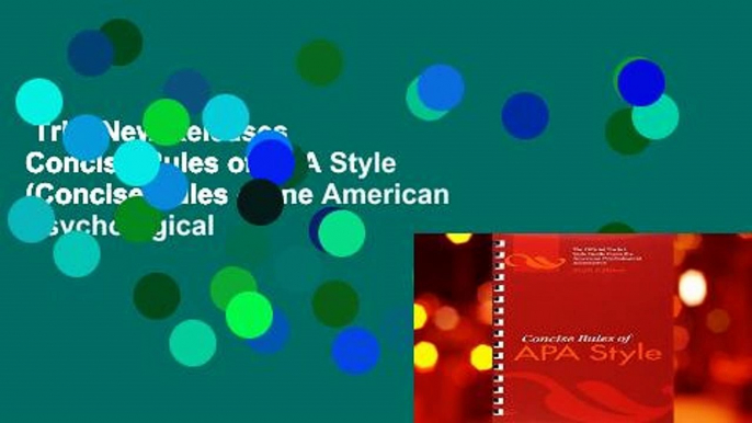 Trial New Releases  Concise Rules of APA Style (Concise Rules of the American Psychological