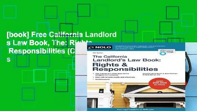 [book] Free California Landlord s Law Book, The: Rights   Responsibilities (California Landlord s