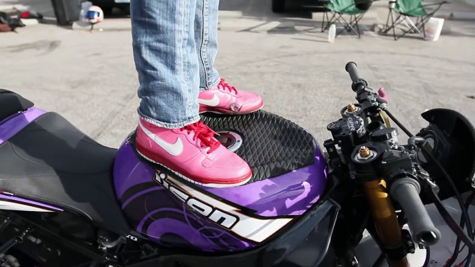 How to Stand on Your Motorcycle Gas Tank: Christ Air Stunt