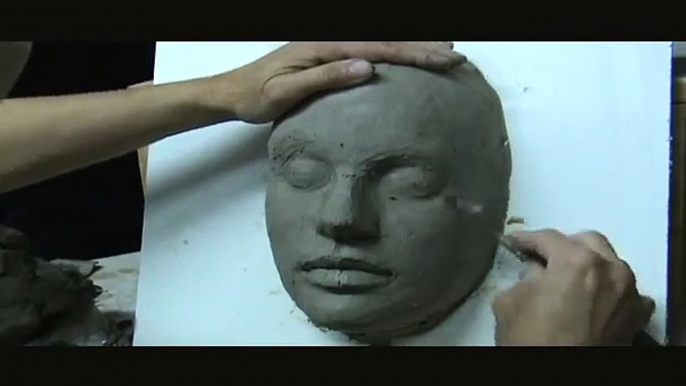 Sculpting a face in clay. Sculpting demo how to sculpt girls face.