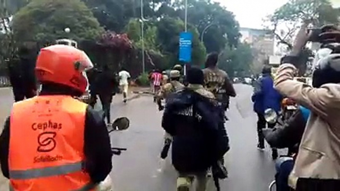 Kyadondo East MP Robert Kyagulanyi and police have this morning been involved in a cat-and mouse chase after the former tried to hold a peaceful demonstration a