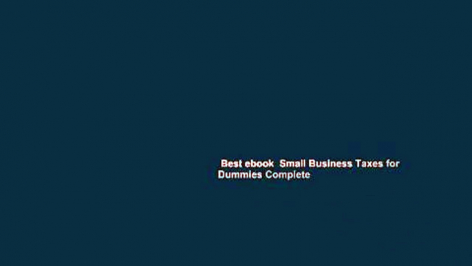 Best ebook  Small Business Taxes for Dummies Complete