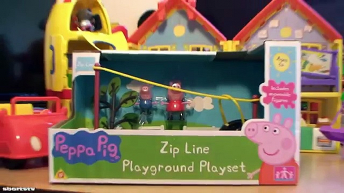 Peppa Pig Playground Playset Zip Line Unboxing Muddy Puddles Playground Pals Toys