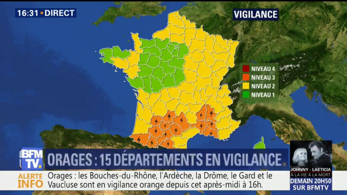 Orages: 15 départements du Sud placés en vigilance orange