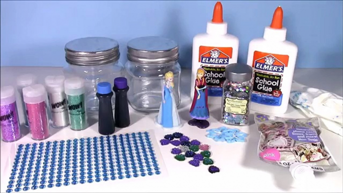DIY Disney FROZEN Glitter Putty! Make Your Own ANNA & ELSA Purple & Blue Slime! Custom JAR