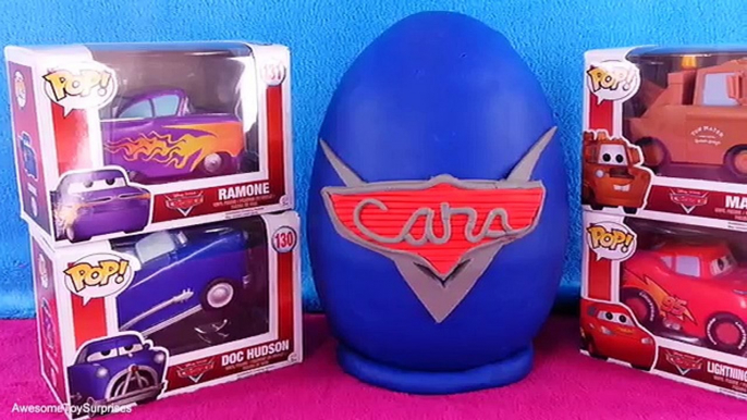 Disney Cars Play Doh Surprise Egg Disney Cars Toys Lightning Mcqueen Doc Hudson Mater Funk