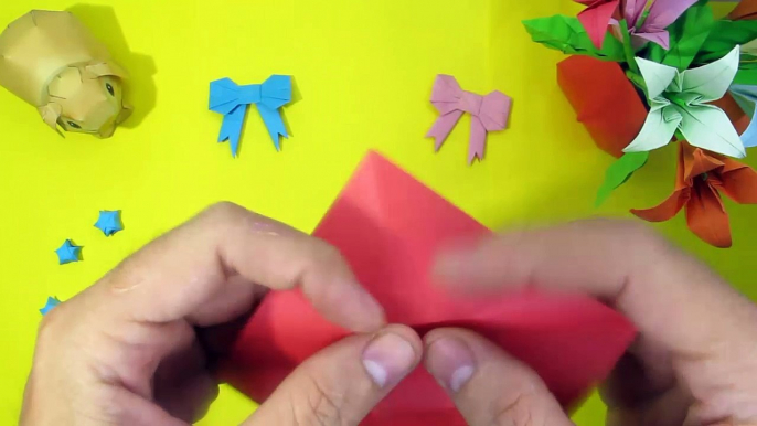 DIY bow | how to make origami bow tutorial easy step by step | hướng dẫn cách gấp nơ bằng giấy