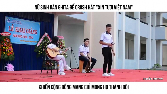 NỮ SINH ĐÀN GHITA ĐỂ CRUSH HÁT "XIN TƯƠI VIỆT NAM" KHIẾN CỘNG ĐỒNG MẠNG CHỈ MONG HỌ THÀNH ĐÔI