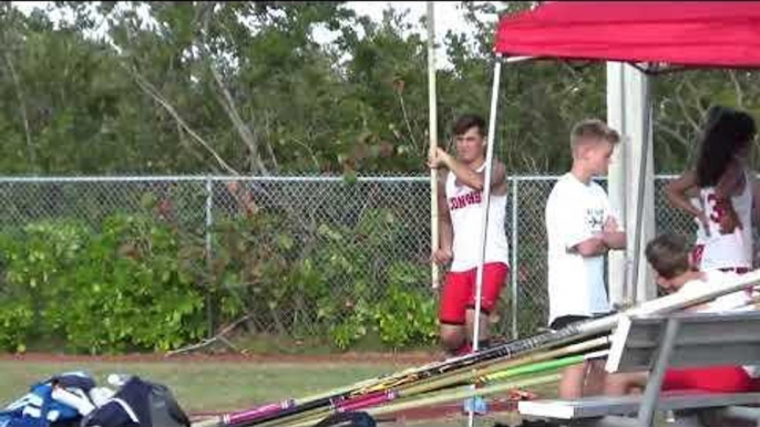 Stick Breaks in Half While Pole Vaulting