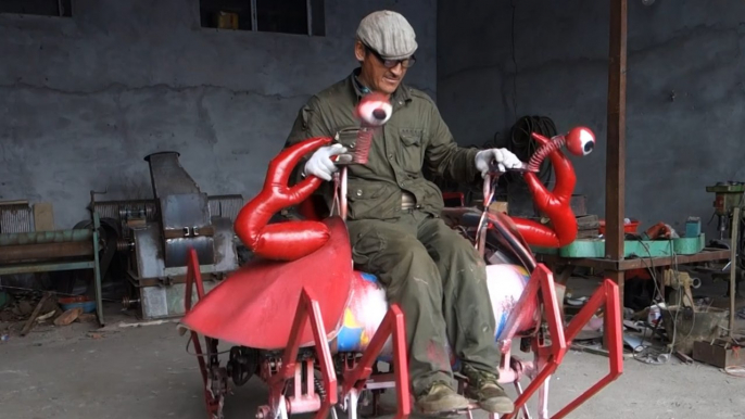 Chinese Farmer builds crab-shaped vehicle, astounding your inner child