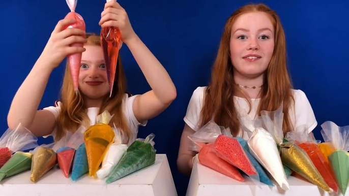 TWIN TELEPATHY SLIME CHALLENGE | PIPING BAG SLIME CHALLENGE EDITION | SIS vs SIS | Ruby & Raylee