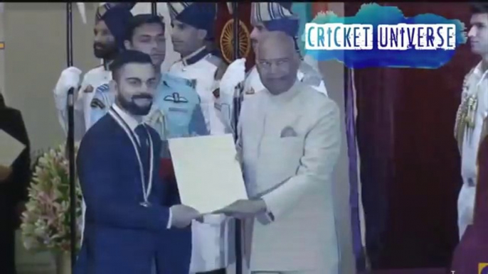 Virat Kohli receives Khel Ratna Award in front of Wife Anushka Sharma