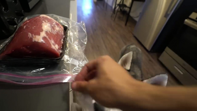 Husky vs 5 Pound Raw Beef Steak! (ASMR)