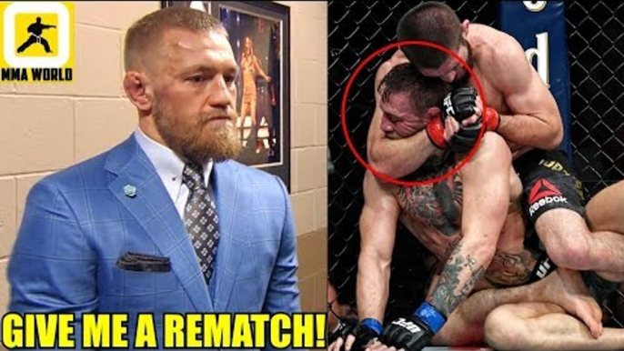 Conor McGregor reacts after his submission loss to Khabib at UFC 229,Tony-Conor is scared