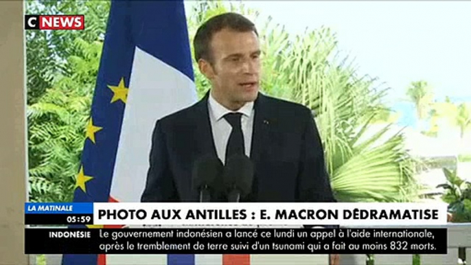 Emmanuel Macron répond à la polémique sur sa photo avec un jeune qui fait un doigt d'honneur à Saint Martin