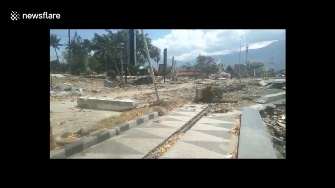 Vehicles, coastal infrastructure destroyed after 7.5 Indonesia earthquake and tsunami