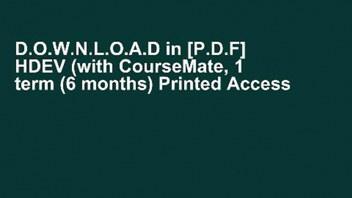 D.O.W.N.L.O.A.D in [P.D.F] HDEV (with CourseMate, 1 term (6 months) Printed Access Card) (New,