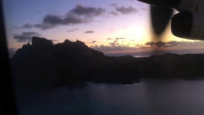 A sad but beautiful moment, leaving Bora Bora at sunset.