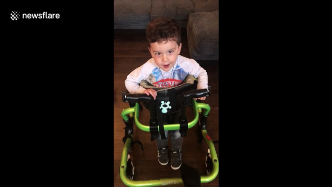 "Determined" toddler with cerebral palsy walks unaided for the first time