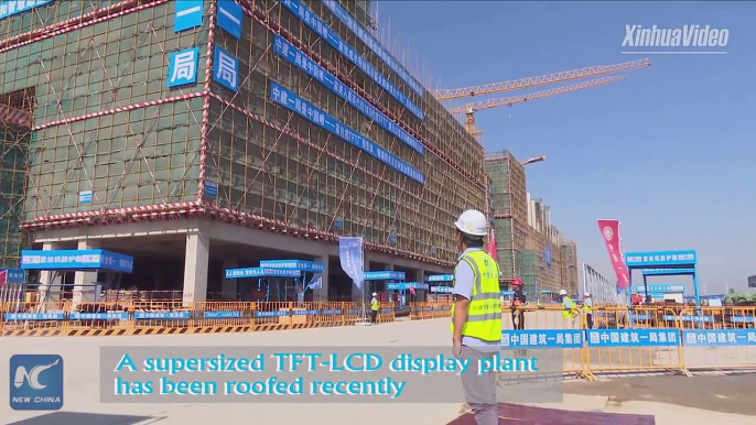 A supersized TFT-LCD display plant has been roofed in central China's Wuhan recently. It has the size of 26 standard football fields,  world's largest of its ki