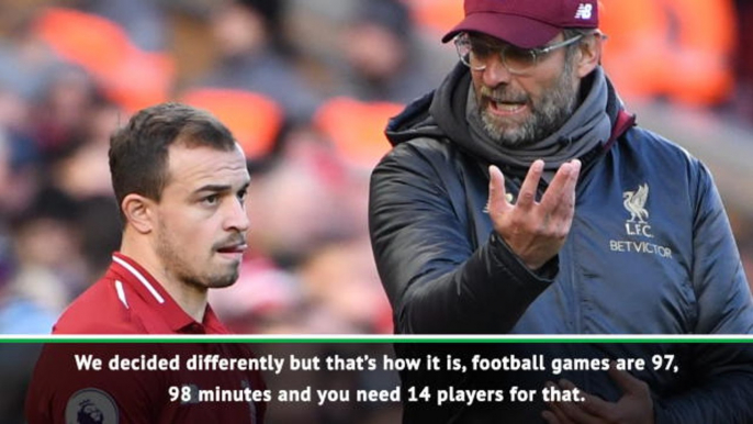 Klopp explains Shaqiri omission from starting XI