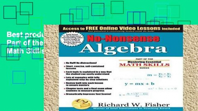 Best product  No-Nonsense Algebra: Part of the Mastering Essential Math Skills Series