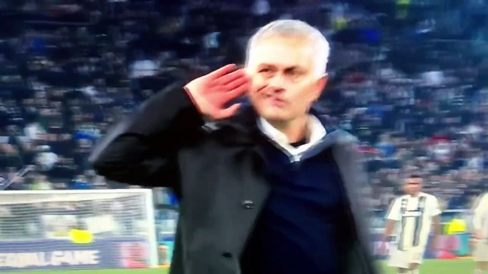 Crazy Jose Mourinho Provoking Juventus Fans And Players After Juventus vs Man United 1-2 Game