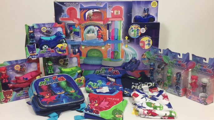 PJ Masks Haul Headquarters Cat Car Gekko Mobile Owl Glider Duet Figures Catboy Gekko Owlette Shirts