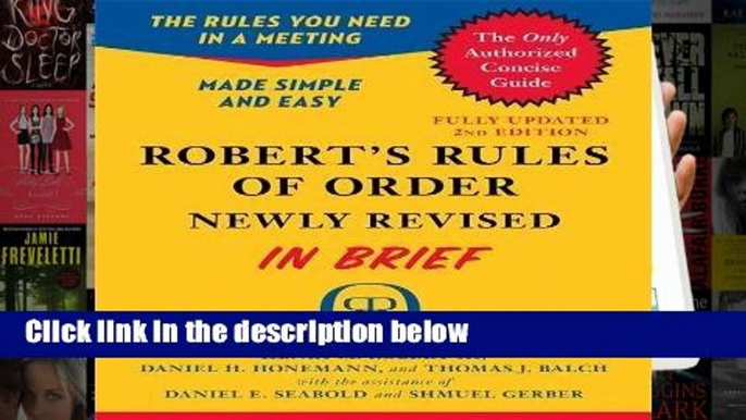 F.R.E.E [D.O.W.N.L.O.A.D] Robert s Rules of Order Newly Revised In Brief, 2nd edition (Roberts