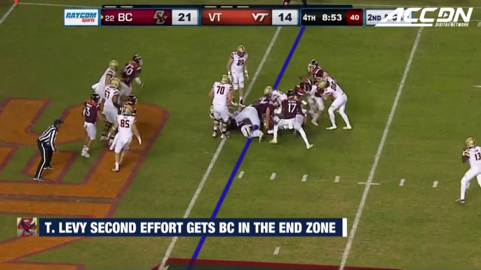 Boston College RB Travis Levy Uses Huge Second Effort For TD vs. Virginia Tech