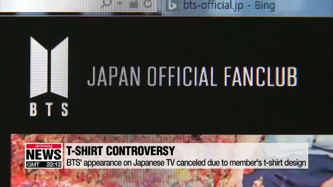 BTS' appearance on Japanese TV canceled due to member's t-shirt design