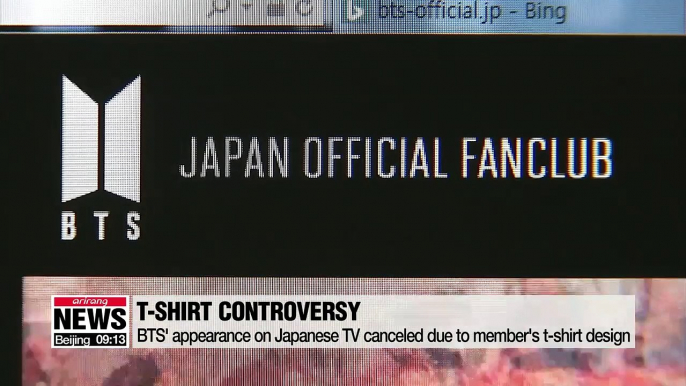 BTS' appearance on Japanese TV canceled due to member's t-shirt design