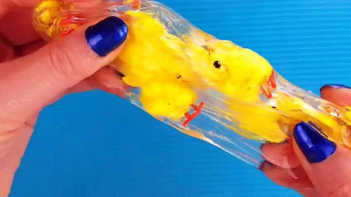 Mixing Random Things Into Clear Slime - Chicks And Easter Eggs