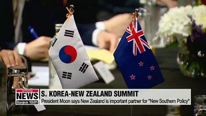 President Moon Jae-in and New Zealand PM Jacinda Ardin agree to boost bilateral cooperation