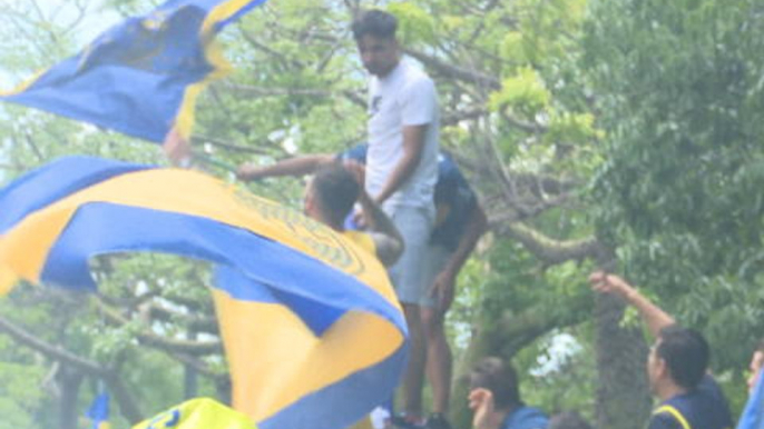 Boca fans in party mood hours before Copa Lib final