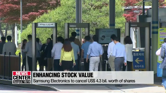 Samsung Electronics announces to cancel US$ 4.3 bil. worth of shares