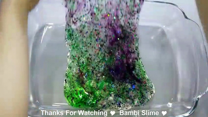 Clear Slime Coloring - Glitter Slime Making - Mixing Random Things Into Clear Slime #1