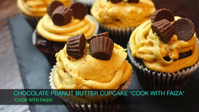 CHOCOLATE PEANUT BUTTER CUPCAKE/ Urdu Recipes *COOK WITH FAIZA*