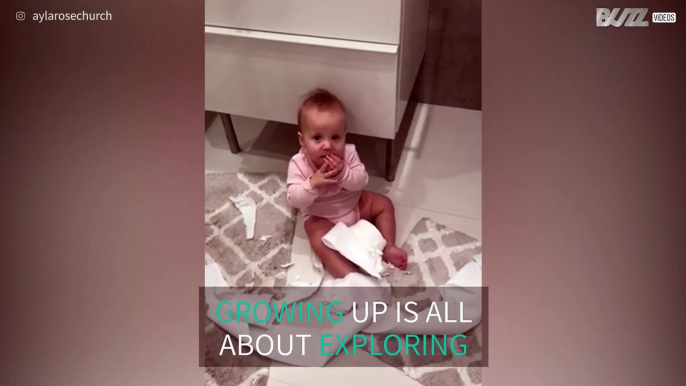 Baby caught eating toilet paper